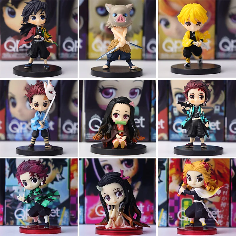 2/3/4/5/6/шт. Уничтожитель демонов Nezuko Zenitsu Tanjirou Giyuu Inosuke Q Ver. Фигурки героев аниме Kimetsu