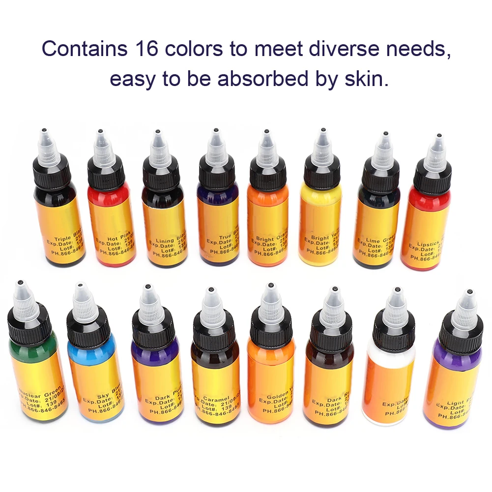 

16 Colors 30ML/Bottle Professional Microblading Tattoo Inks Set Longlasting Eyeliner Eyebrow Makeup Tattoo Pigment Ink Supplies