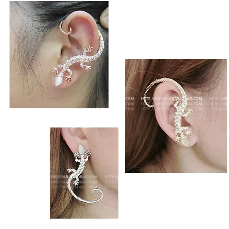 Цельные южнокорейские Стразы Клубные серьги с гекконом для женщин и девушек