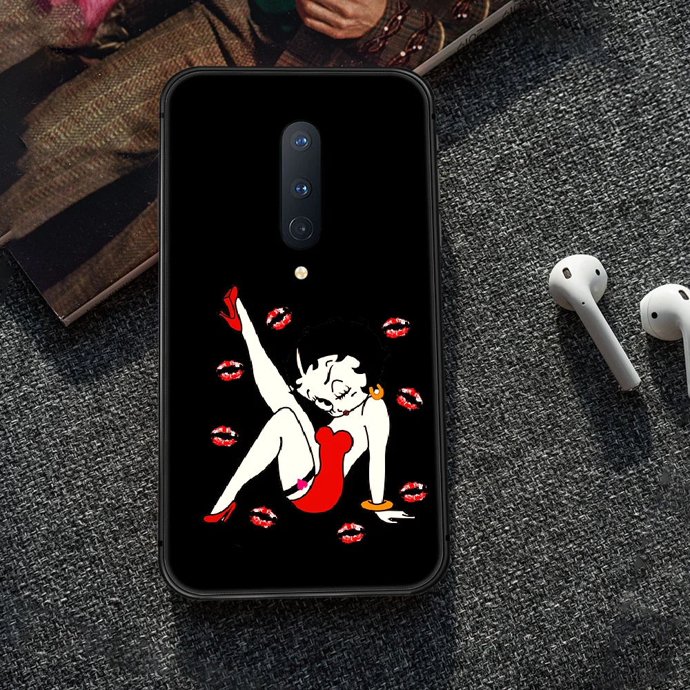 

American Cartoon Betty Boop Phone Case Cover Hull For 1+ Oneplus 5T 6 6T 7 7T 8 8T Pro black Prime Pretty Cell Painting Hoesjes