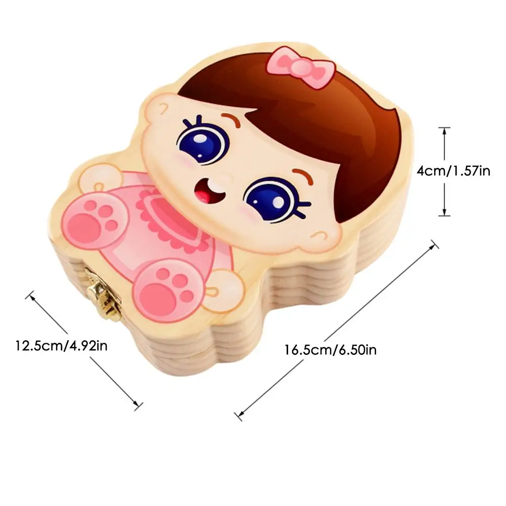 

Baby Wood Tooth Box Organizer Spanish English Teeth Storage Collect for Boys Girls Umbilical Save Keepsake Souvenir storage