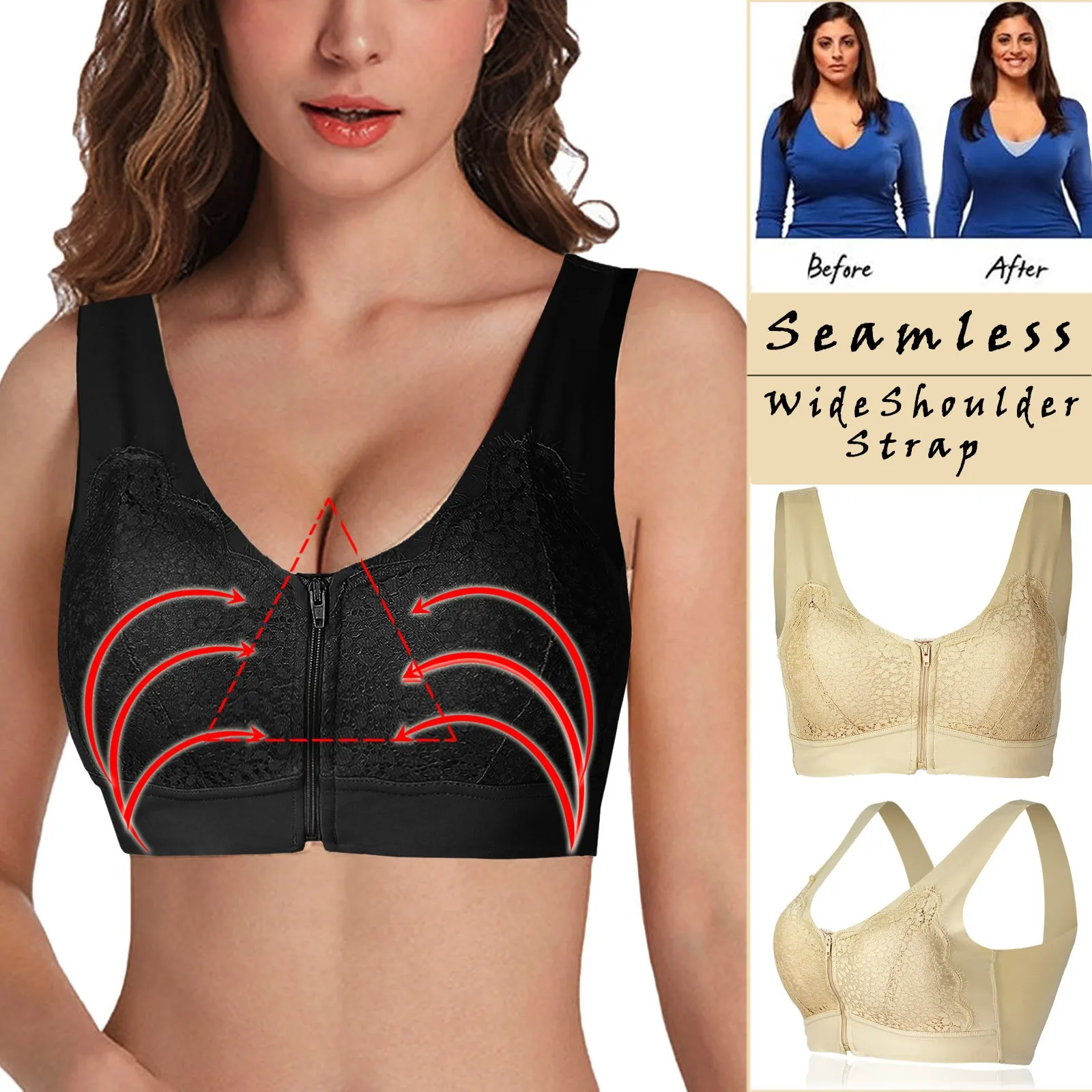 

Women Plus Size Bralette Bra For Women Underwear Sexy Lace Brassiere Push Up Bras With Pad Vest Top FFT