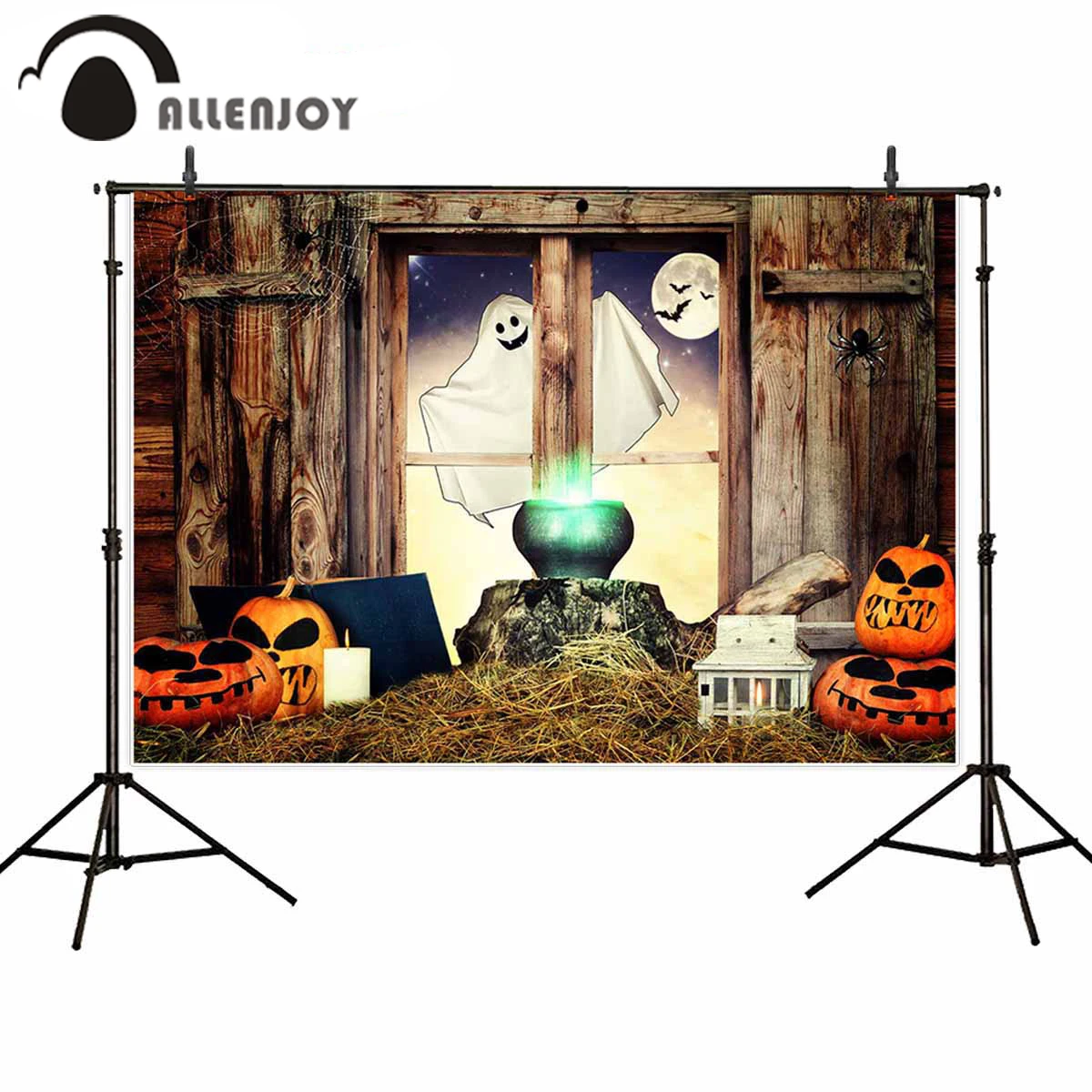 Allenjoy Хэллоуин фестивали фоны ужас ночь призрак летучие мыши Луна Тыква свеча