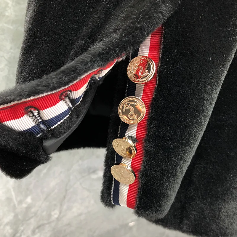 

2021 Fashion TB THOM Brand Jacket Men Winter Coat Turn Down Collar Genuine Mink Cashmere Black Thick Casual Men's Clothing