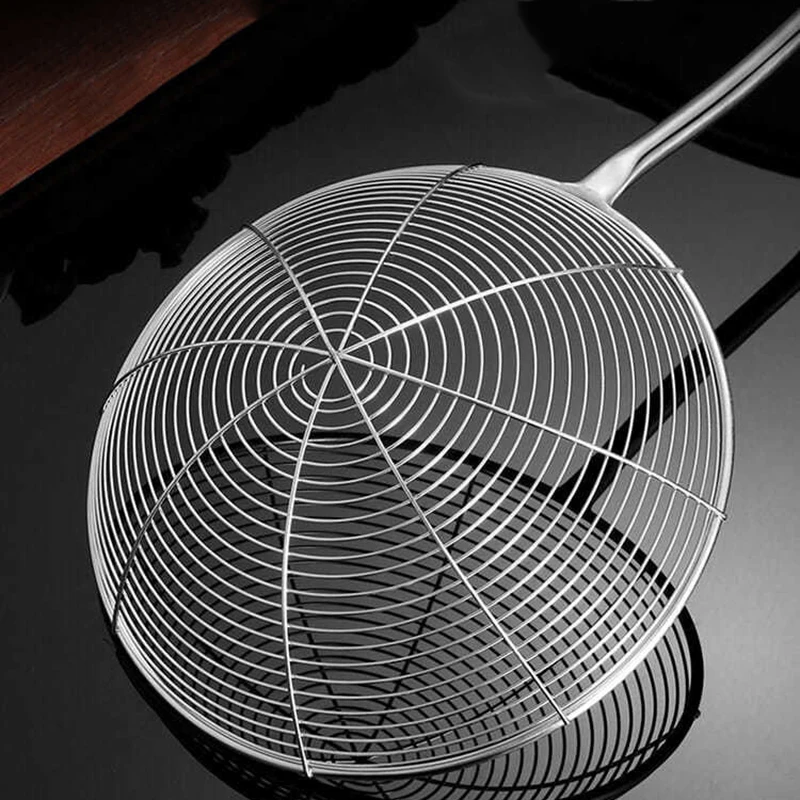 

304 Stainless Steel Wooden Handle Spider Strainer Colander Ladle Skimmer Slotted Spoon Kitchen Cooking Tools