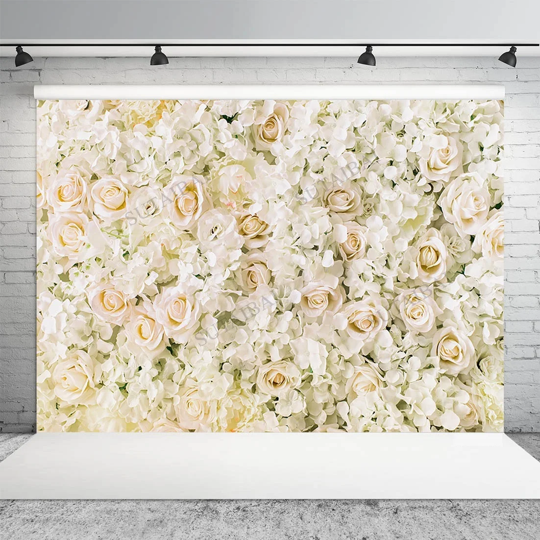 

White Rose Flower Board Wall Backdrop Photography Baby Shower Party Child Portrait Decor Photocall Background for Photo Studio