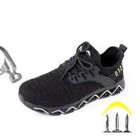 mens work shoes steel toe stab breathable lightweight elastic safety shoes men wear resistant proof construction insulate shoes