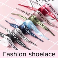 1 pair satin flat shoelaces letter print shoelace women and men silk ribbon sneakers casuals canvas laces 1cm width shoe strings