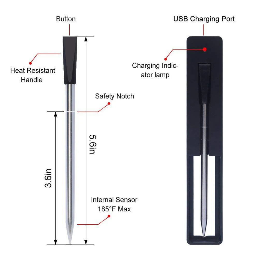 

Wireless Smart Digital Bluetooth Meat Food Steak Thermometer for Oven Grill BBQ Smoker Rotisserie Kitchen Barbecue Accessories