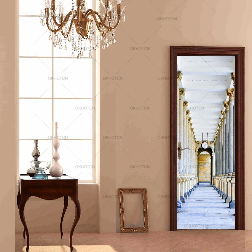 Водонепроницаемые дверные наклейки с принтом европейский стиль крыльцо церковь