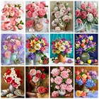 Алмазная 5d картина HUACAN с розами, квадратнаякруглая мозаика сделай сам с вышивкой ромашки, цветочный чехол, стикер для декора