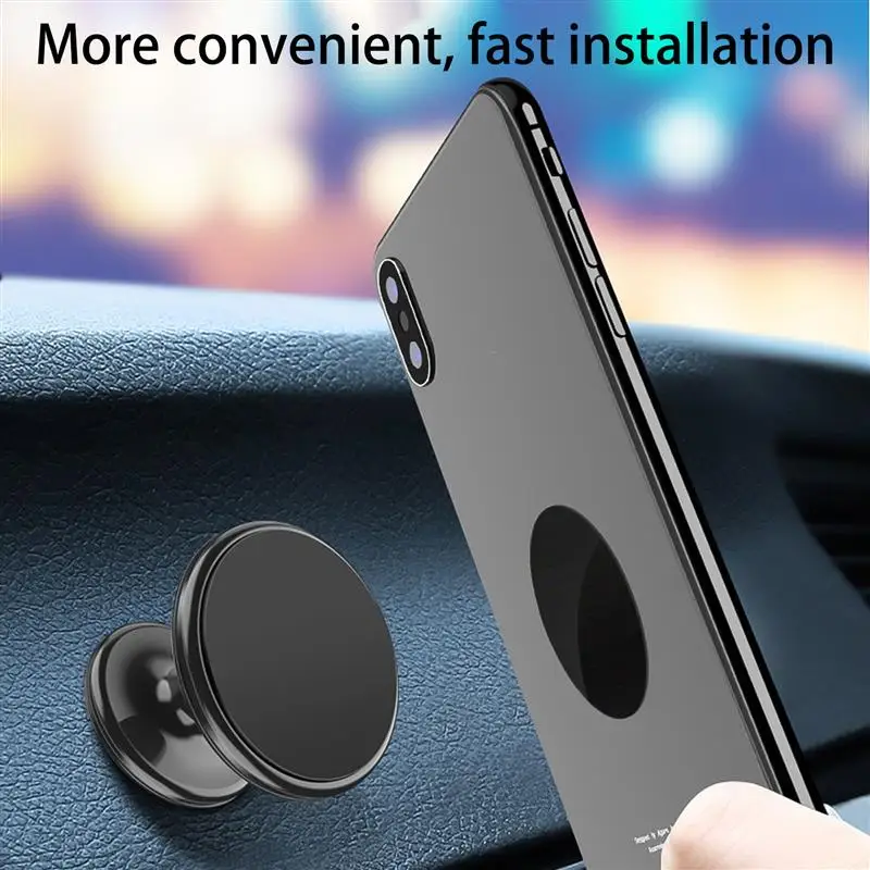 

Rotating Magnetic Phone Holde Bracket Reusable Non-marking Car Phone Navigation Bracket with Center Console 4 Core Magnet Black