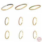 100% реальные 925 стерлингового серебра минималистский градиент Цвет Циркон Кольца для девочек-гостей на свадьбе обручальное кольцо Anillos, хорошее ювелирное изделие