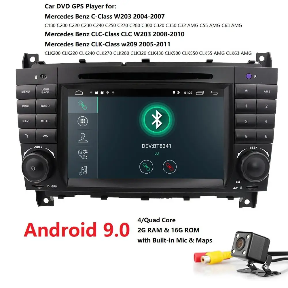 2 грамма Android9.0 2DIN CarDVD gps для Mercedes/Benz W203 W209 W219 a-класс A160 c-класс C180 C200 CLK200 Радио стерео 4G wifi DTV