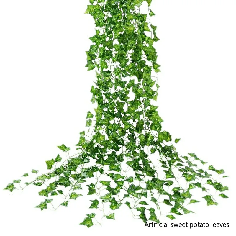 

1Pcs 200Cm Green Silk Artificial Hanging Leaf Garland Plants Vine Leaves Diy For Home Wedding Party Bathroom Garden Decoration