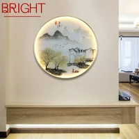 bright wall lamps modern landscape painting led sconces round light creative for home bedside