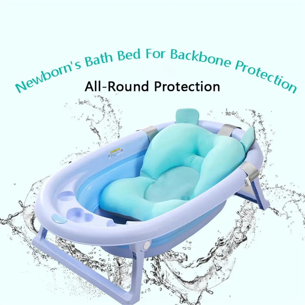 

Baby Shower Bath Tub Pad Non-Slip Seat Support Mat Newborn Portable Safety Soft Bath Support Cushion For 0-6 Months Baby