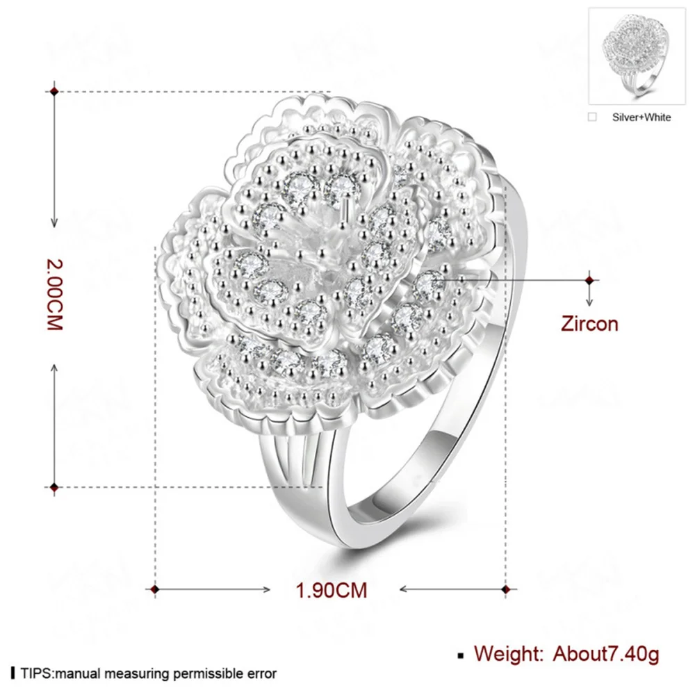Женское кольцо с цирконием из стерлингового серебра белым топазом 925