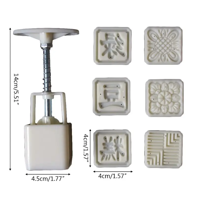 25g Mooncake Mold 6pcs Stamp Square Barrel Hand Press Moon Cake Pastry Mould DIY R7RC | Дом и сад