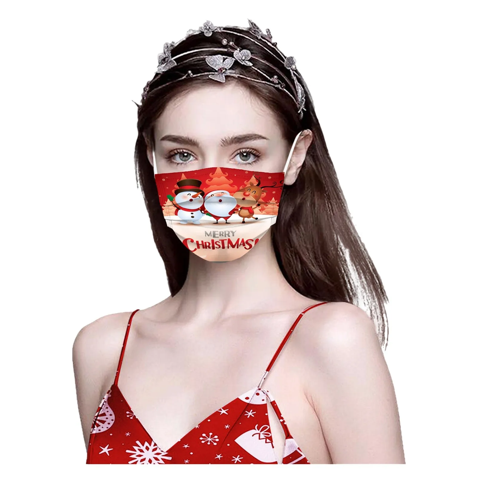 

Mixed 50pcs Adult Disposable Mask Christmas Santa Pattern Face Mask 3-layer Protective Face-cover 2020 Unisex masque mascarillas