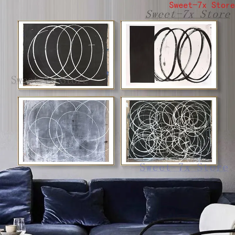 

Modern Abstract Line Circle Canvas Painting Art Nordic Posters and Prints Wall Pictures for Living Room Decoration Frameless