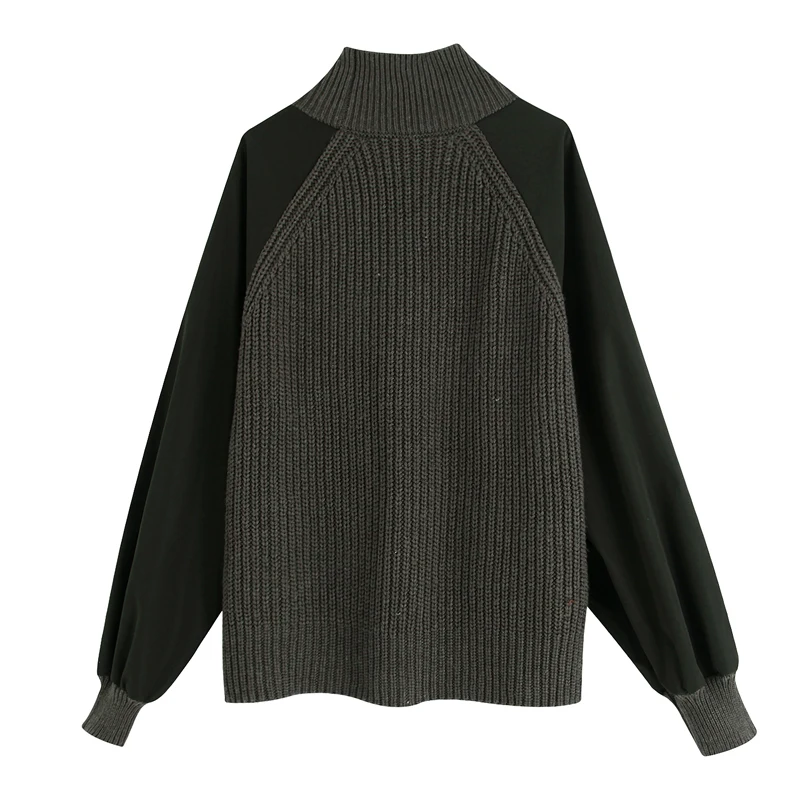 AGong Casual Patchwork Sweaters Women Fashion Loose Turtleneck Sweater Elegant Long Sleeve Female Ladies KW | Женская одежда