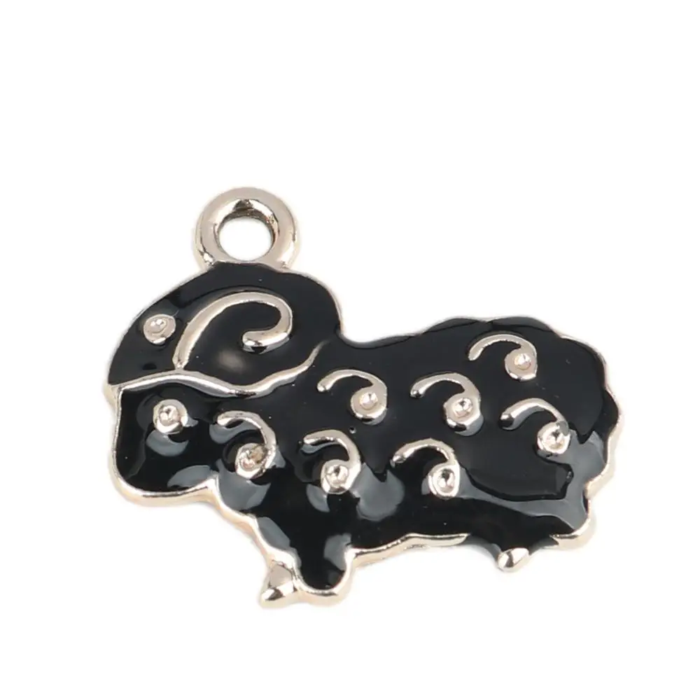 Doreen Box модные подвески из цинкового сплава овцы золото металл белая/черная эмаль