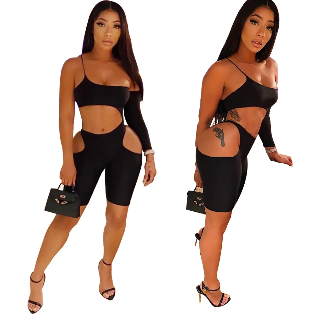 

Summer New Fashion Personality Sexy Hollow Solid Color Women's Jumpsuit
