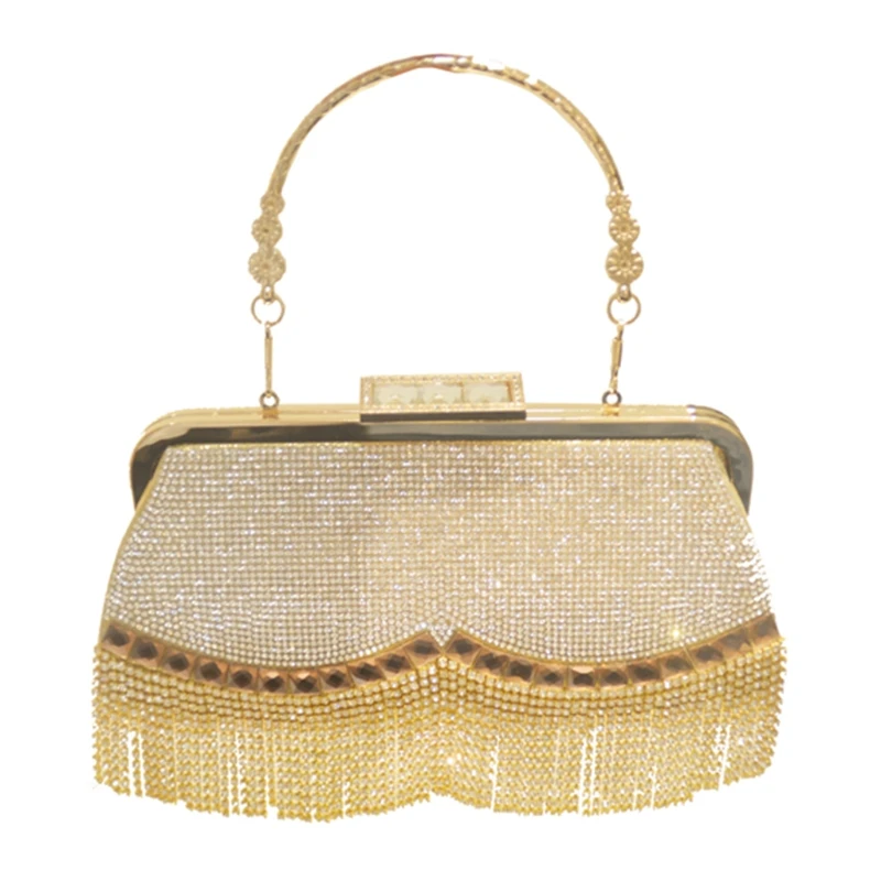 

Women's Evening Bag Gold Retro Clutch Bags Crystal Beaded Rhinestone Sparkly Crossbody Bag Wedding Party Bridal Purse
