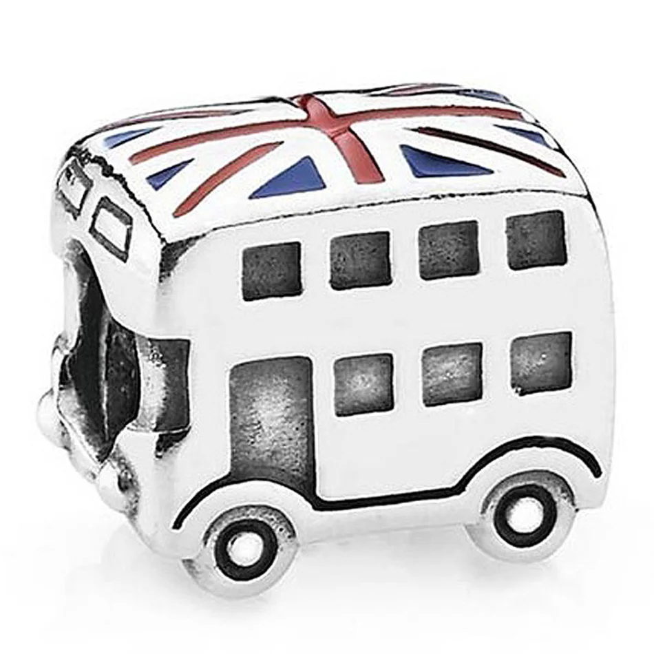 

Аутентичные бусины из серебра S925 с эмалью, лондонские двухслойные бусины с бусинами для женщин, браслет, ювелирные изделия «сделай сам»