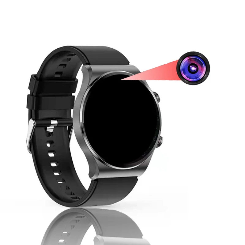 Роскошные Металлические невидимые Смарт часы с камерой 1080P фитнес трекер браслет