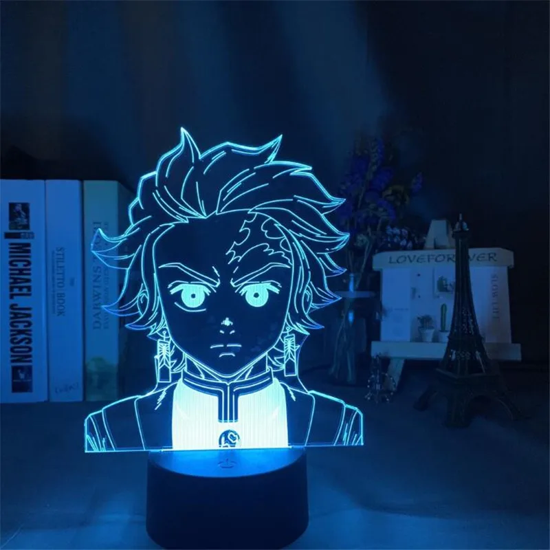 Демон-убийца 3D Аниме LED Ночной светильник Визуальный Танджиро Нэзуко Зэнитсу Логотип Лампа на стол Декор дома Lampara on.