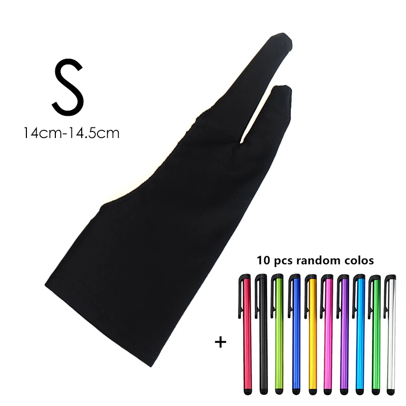 S with10pcs pen RETROMAX рисунок/живопись планшет перчатки для пальцев для iPad противообрастающие/сенсорный экран планшета перчатки для пальцев как для правой, так и для левой руки - Цвет: S with10pcs pen