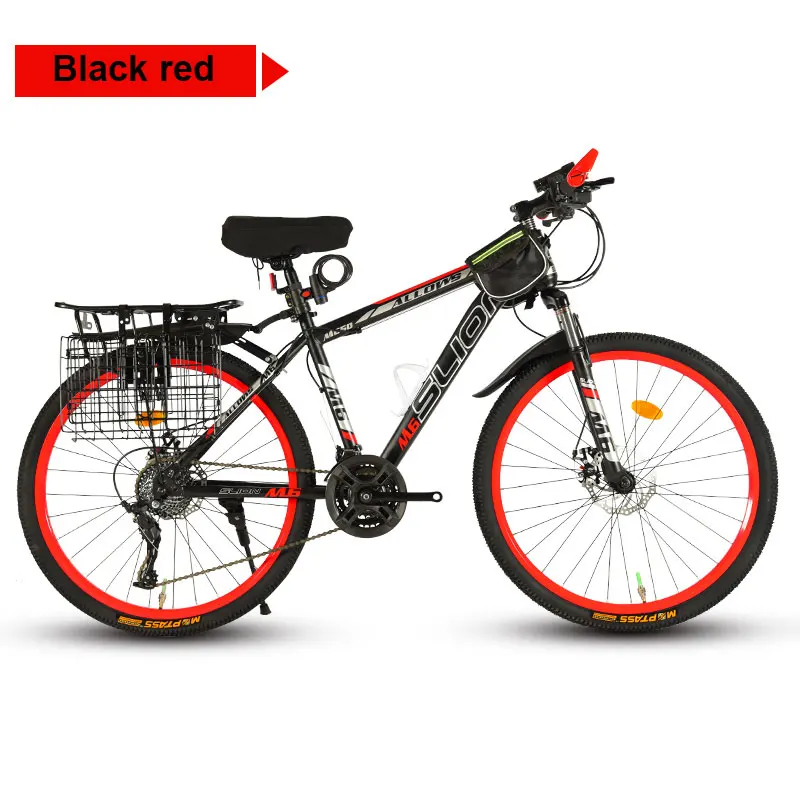 Black red Горный велосипед 26 дюймов скоростной внедорожный демпфирующий дисковый тормоз гоночный студенческий для взрослых мужчин и женщин Новинка - Цвет: Black red