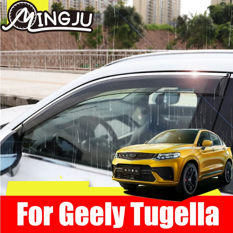 Window Visor Deflector Vent Sun Shade Rain Guard Exterior  Protection Parts For Geely Tugella Xingyue FY11 2019-2021 Accessories