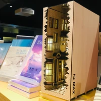 wooden diagon alley book nook kit bookend stand bookshelf insert diy bookshelf decor model building kit luxury decorative books