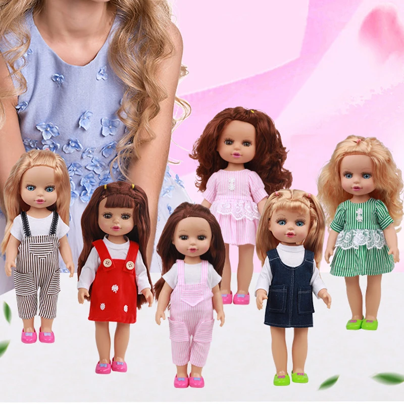 

35cm American Girl vinyl Dolls Silm Full Silicon BJD Doll Pretty Girl Toy With Suit Make up Girls DIY BJD Dolls Dress UP Toys