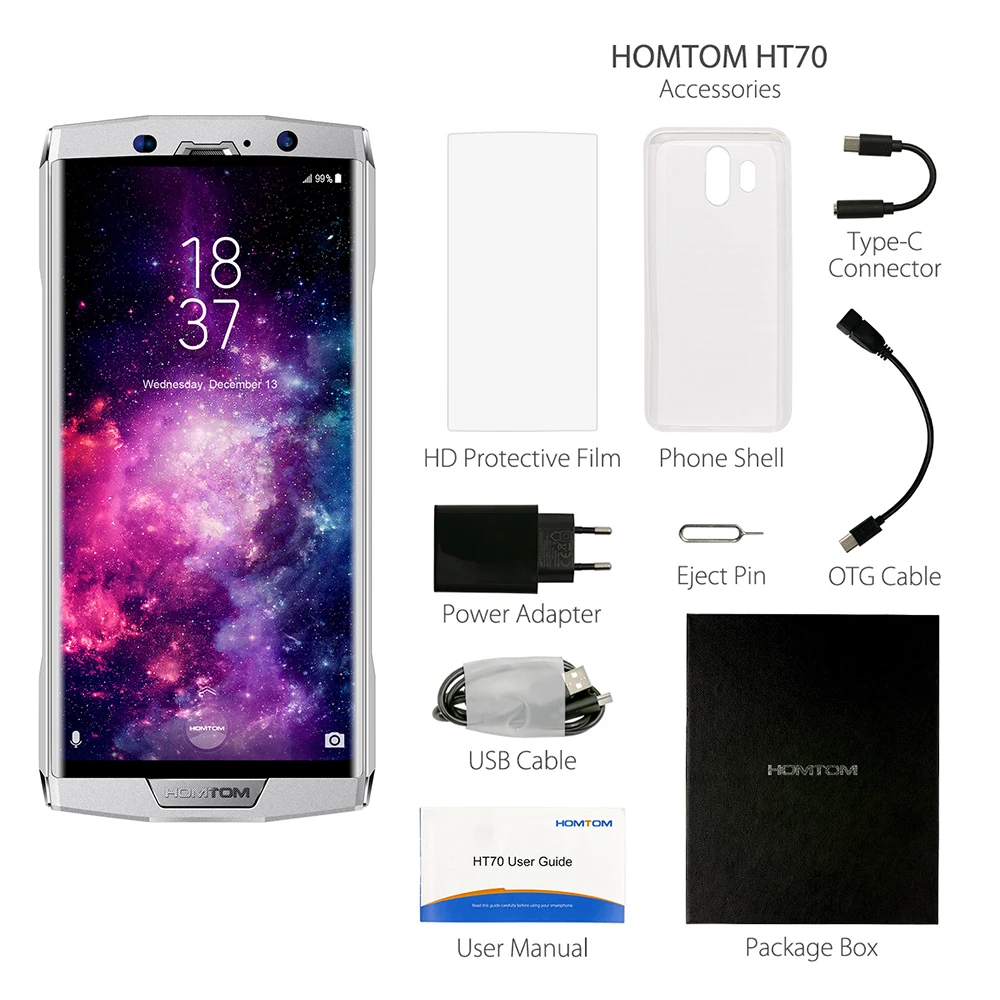 Глобальная версия HOMTOM HT70 10000 мАч большой аккумулятор 4 Гб 64 Гб мобильный телефон MTK6750T 6,0 дюймов HD+ восьмиядерный смартфон с отпечатком пальца