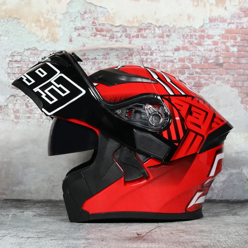 Модульный мото rcycle шлем флип анфас гоночный шлем cascos para мото двойной объектив может быть оснащен Bluetooth capacete DOT - Цвет: 1