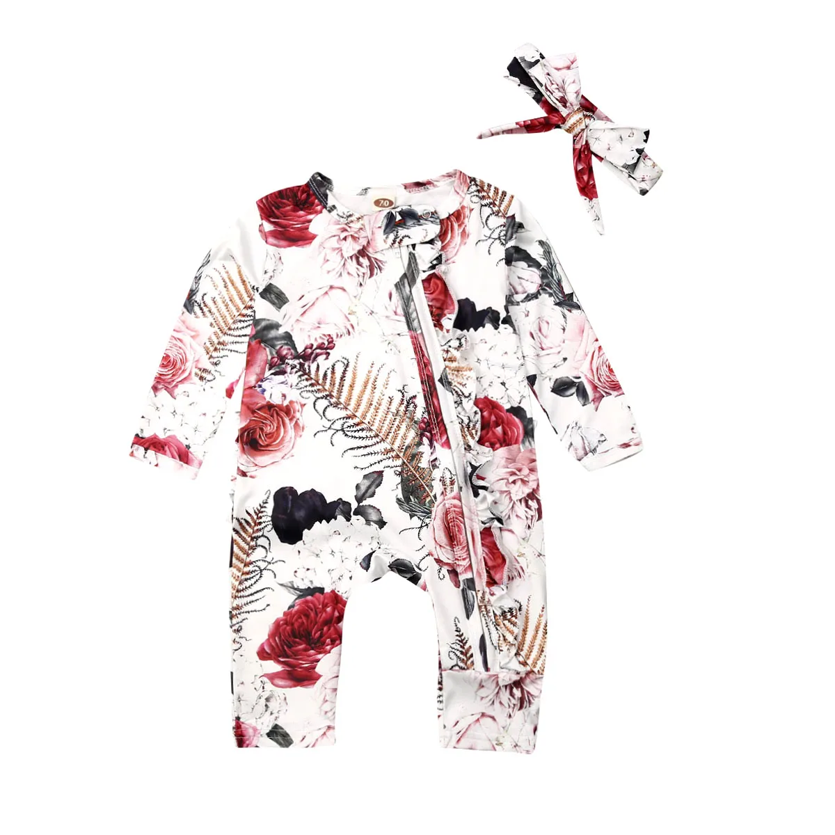 Комбинезоны для новорожденных девочек хлопковая одежда комбинезон с принтом роз