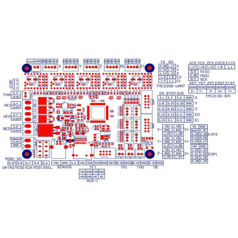 SKR V1.3 плата управления аксессуары главный мотор драйвер Материнская плата PCB мини модуль X6HA