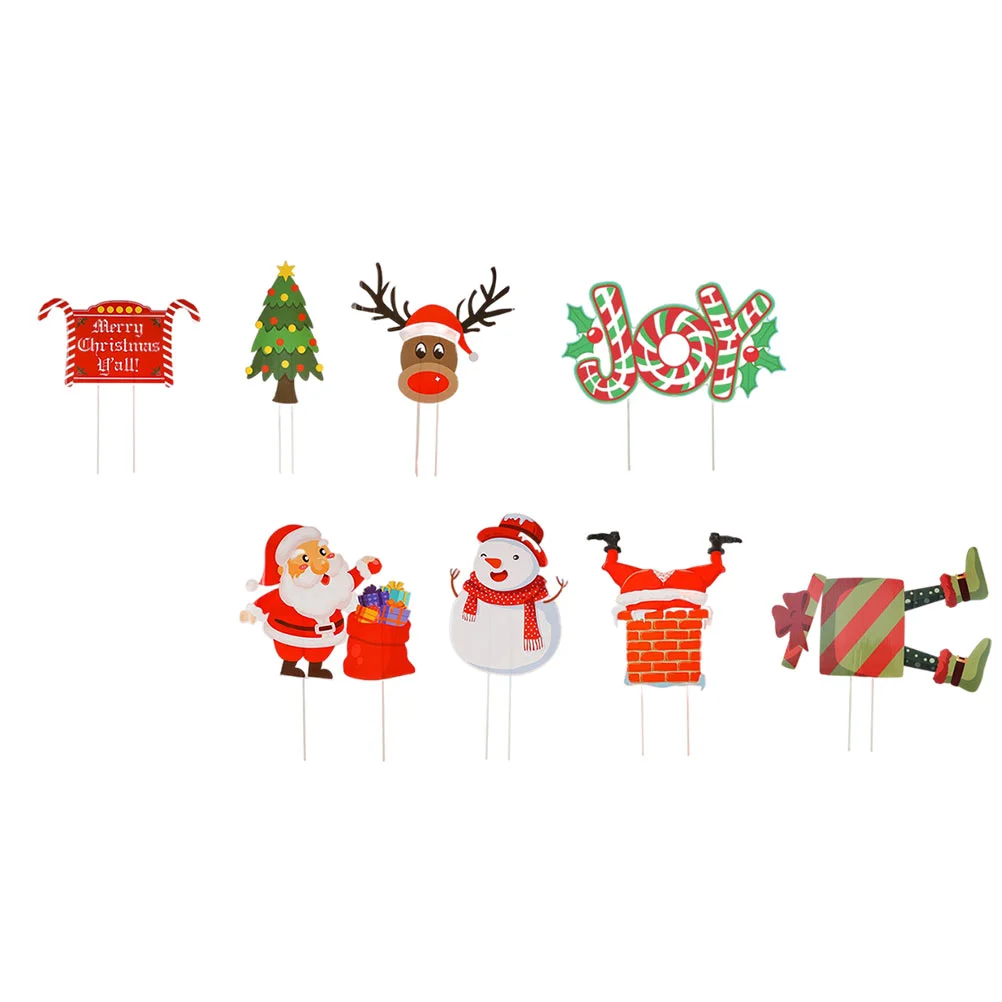 

8PCS Festive Christmas Garden Sign Xmas Garden Decorative Sign Garden Xmas Decor