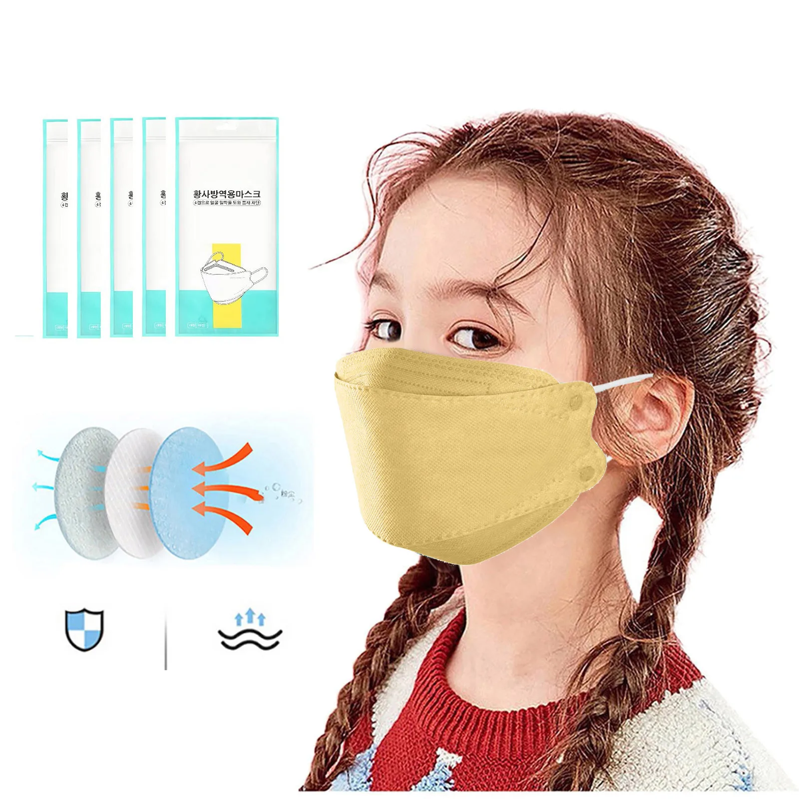 

1-50 шт., детская маска для лица с мультяшным принтом