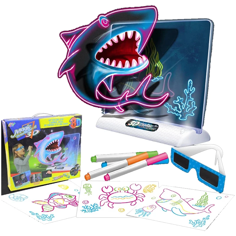 3D волшебная доска для рисования Монтессори обучающая игрушка LED VR DIY Детская