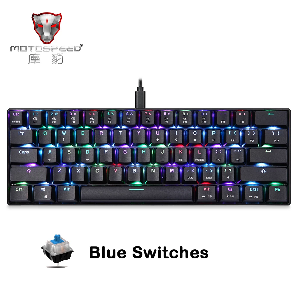 

Механическая игровая клавиатура MOTOSPEED CK61 RGB, клавиатура Kailh BOX с переключателями, 61 клавиша, защита от фиктивных нажатий, с подсветкой для игр