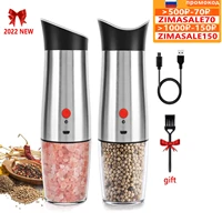 electric salt and pepper grinder usb rechargeable gravity pepper mill adjustable coarseness electric mill pepper kitchen tool