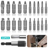 22pcs durable screw extractor set easy out damaged guide speed bolt stud stripped broken wire remover drill bits dremel tools
