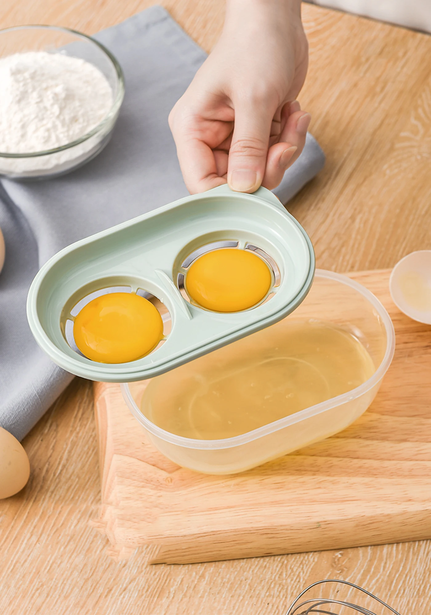 

Разделитель яичного белого яйца, в наличии три цвета, прозрачный инструмент для разделения яиц и жидкости, домашняя кухонная коробка для хранения