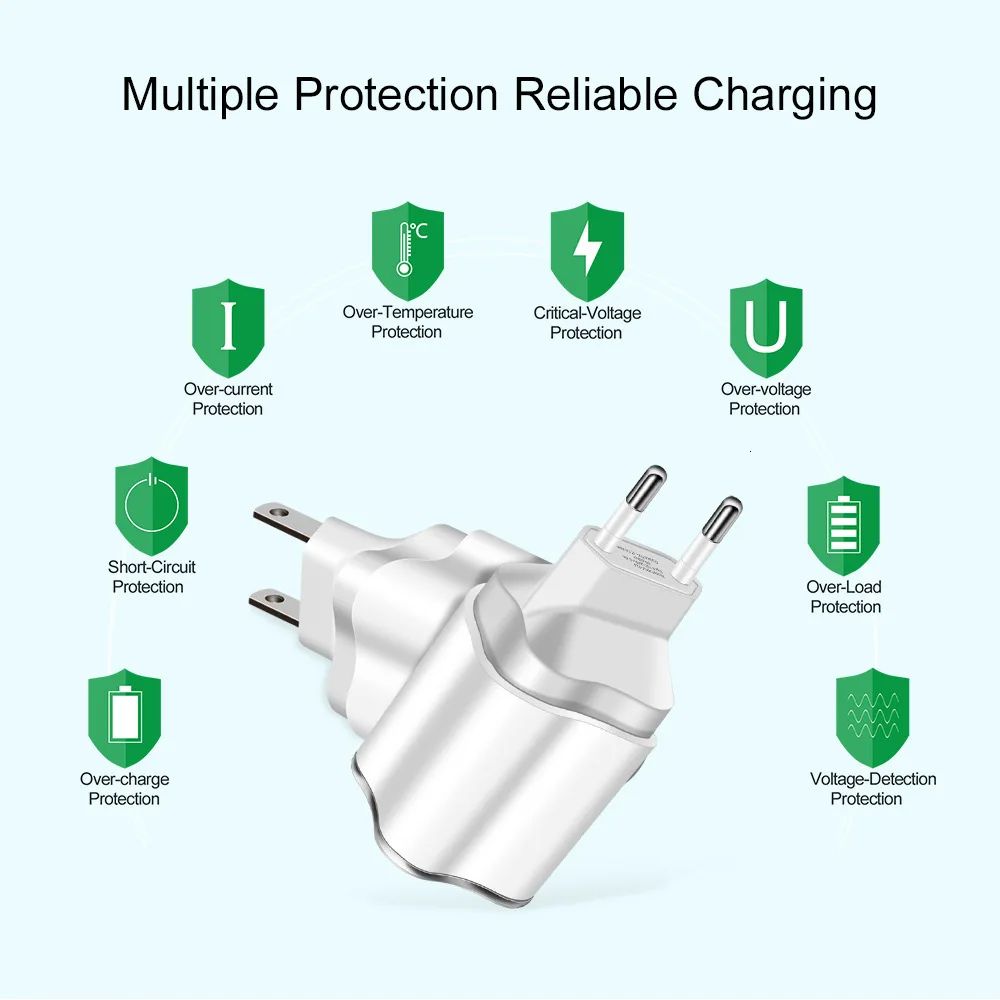 Двойной Порты и разъёмы USB Зарядное устройство 5V 2.1A настенный адаптер мобильного телефона Зарядное устройство для samsung s9 Xiaomi Tablet Портативный usb для зарядки телефона
