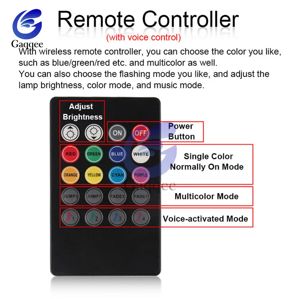 Светодиодная лента RGB 9 цветов для автомобиля беспроводной светильник с